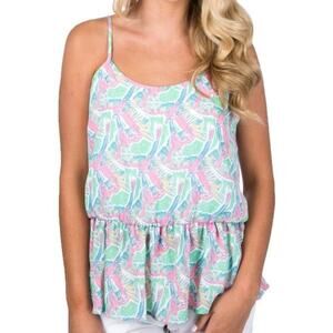 Lauren James Top Women's Size Small Green Blue NWT "Macawl Me" Sophie Peplum Top